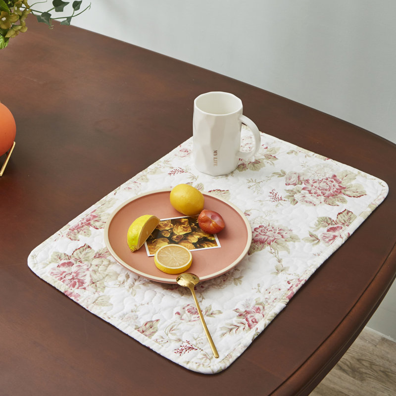 100% Premium Poplin Cotton Floral Rectangular Placemat - Shabby Elegance