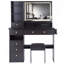 Ensemble de meuble-lavabo de 41 po avec commode gauche de grande taille + commode avec tabouret rembourré, 2 centrales électriques + 2 USB, support pour sèche-cheveux, très grand miroir à DEL tactile, interrupteur à 3 couleurs-983227878