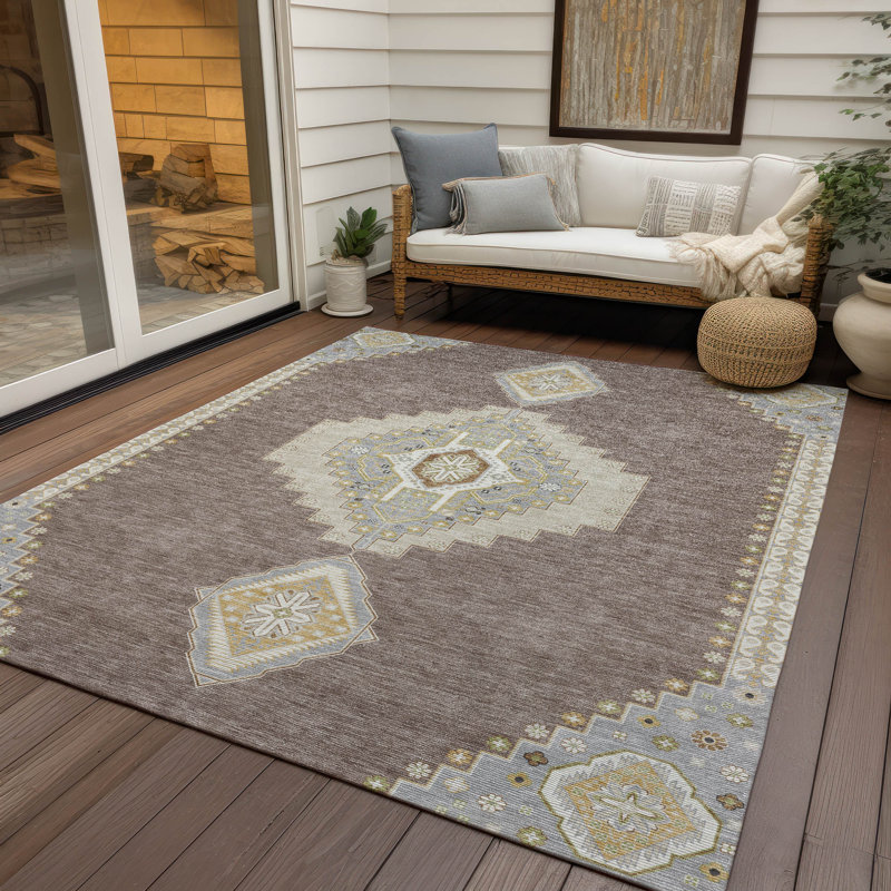 Tapis d'intérieur / extérieur brun Elira , 2 pi 6 po x 3 pi 10 po