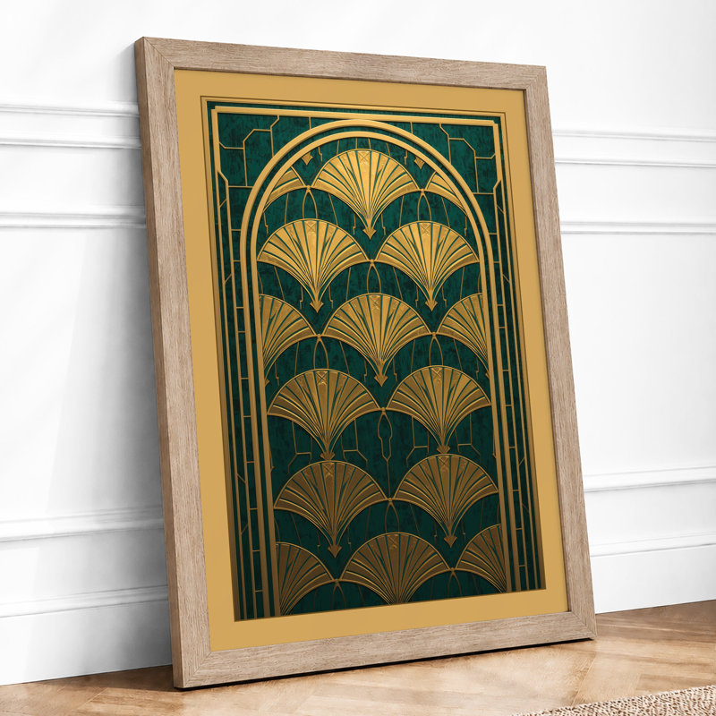 Gilded Fans Art Deco - Framed Print, Oak, A3 - 42.0 x 29.7 cm