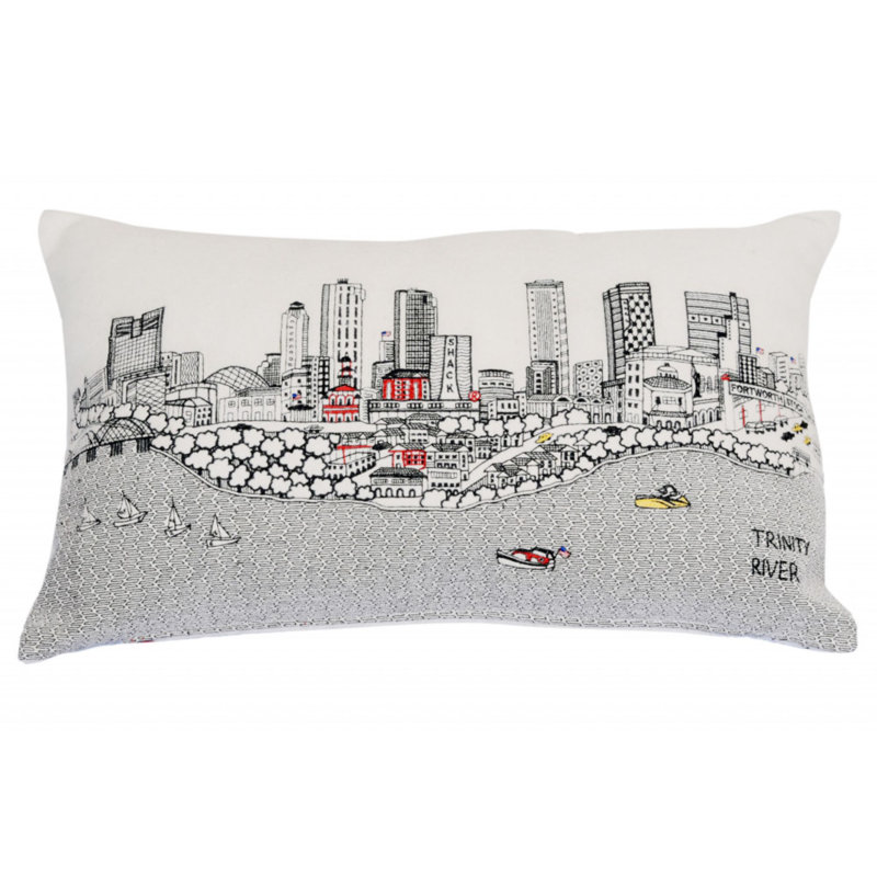 Coussin lombaire 24 po NYC, Blanc / gris clair / rouge