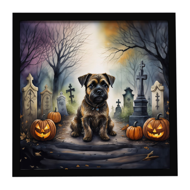 Border Terrier Spooky, impression sur métal encadrée d'Halloween