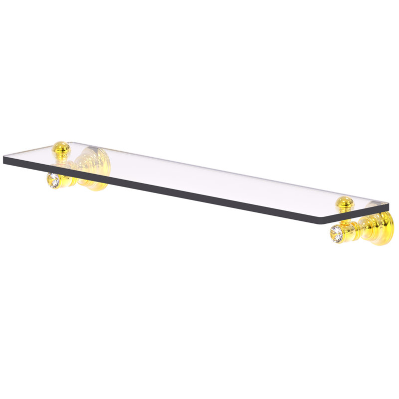 Hertz Glass Bracket Shelf, Polished Brass, 2.4" H x 22" W x 5.54" D