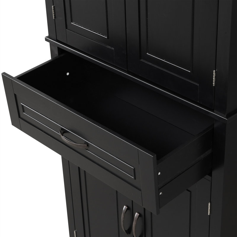 Bathroom Storage Cabinet With Doors And Drawer, Multiple Storage Space, Adjustable Shelf, Black, Black