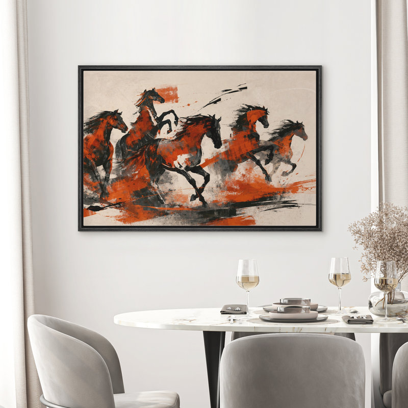 Reproduction d'art dynamique sur toile encadrée rouge et noire, H 16 po x l 24 po x P 1,5 po, Noir