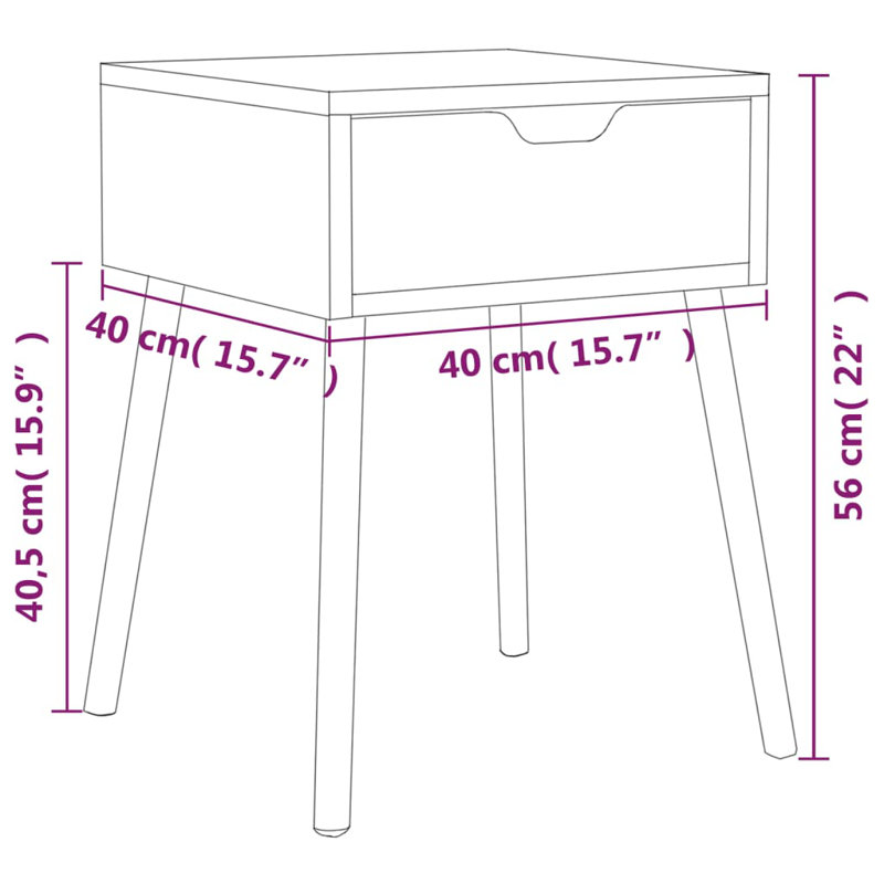 Bedside Cabinets 2 pcs 40x40x56 cm Engineered Wood, Grey, Grey
