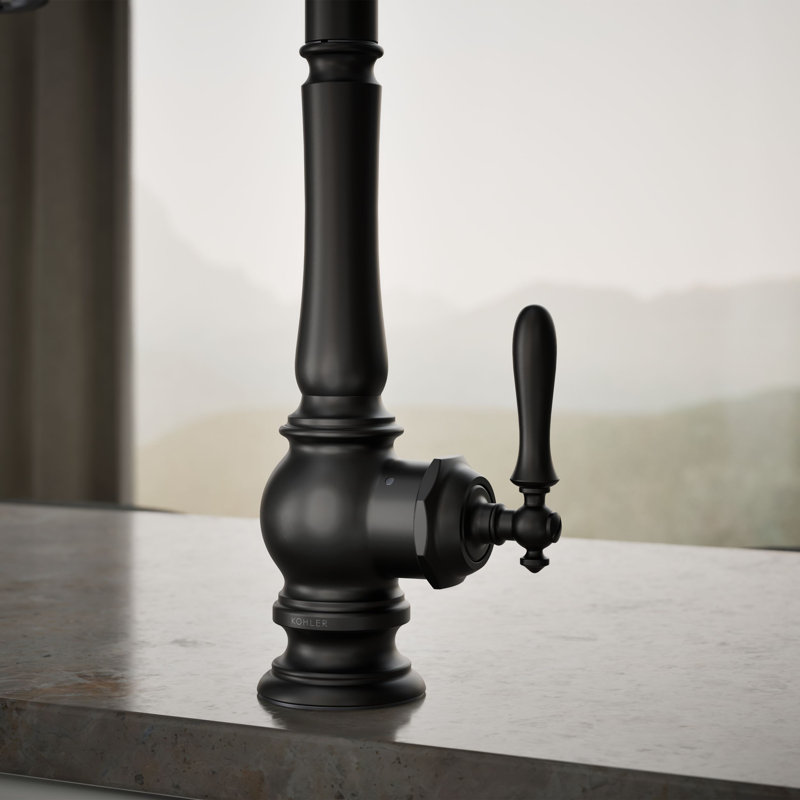 Artifacts Touchless and Voice-Activated Pull Down Kitchen Sink Faucet with Three-Function Sprayhead, Matte Black