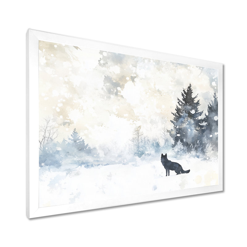 Loup solitude dans la neige I - loup, reproduction d'art murale, H 34 po x l 44 po, Blanc