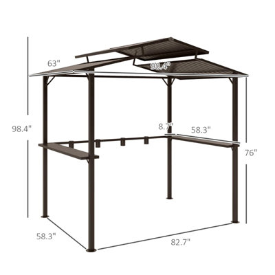 Outdoor Pergola Canopy,Pool BBQ Cooking Pergola Canopy,Hardtop Grill Gazebo