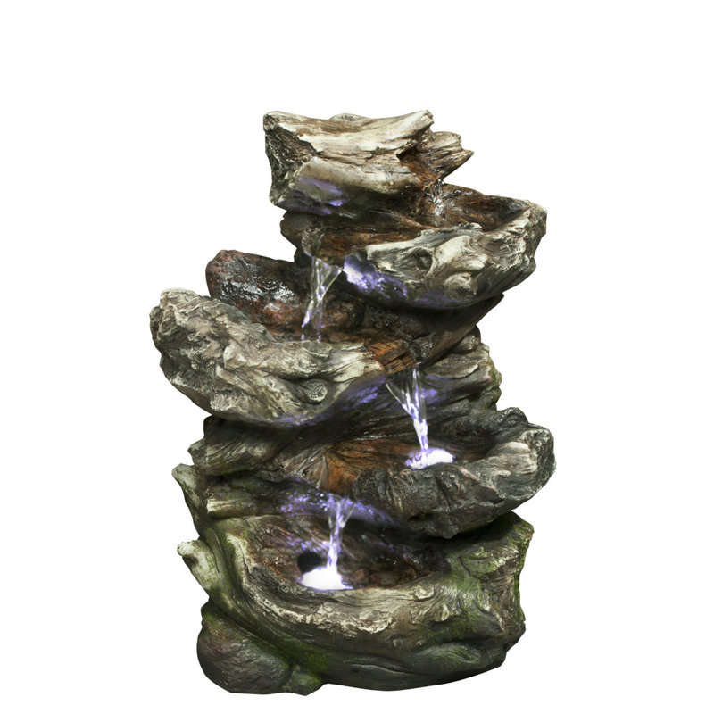 Rustic Log Cascade 12" Indoor/Outdoor LED Waterfall Fountain