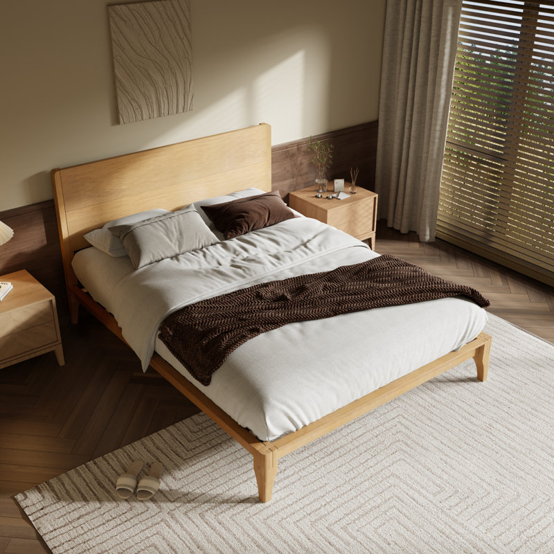 Lit standard en bois massif, Naturel, Grand