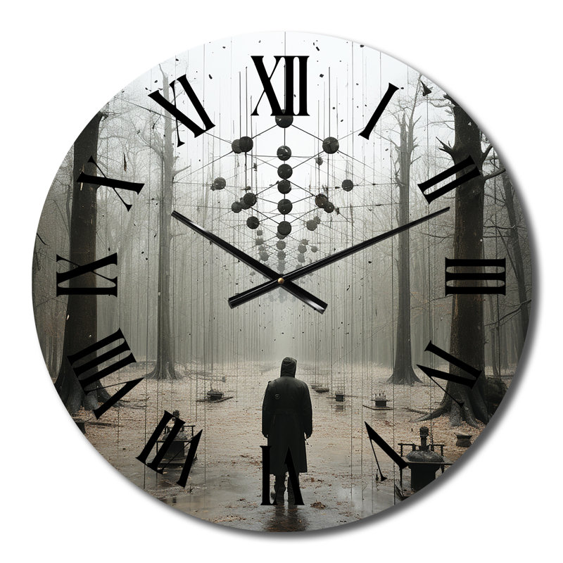 Mystère forêt sombre - horloge murale paysage abstrait, Moyenne