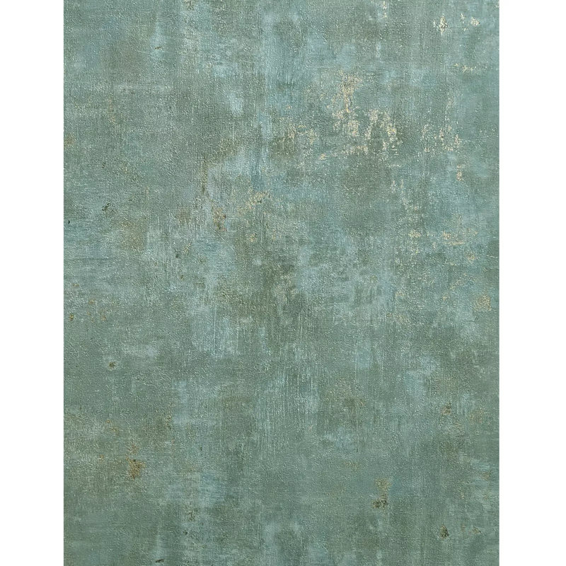Papier peint texturé imitation béton gris menthe délavé