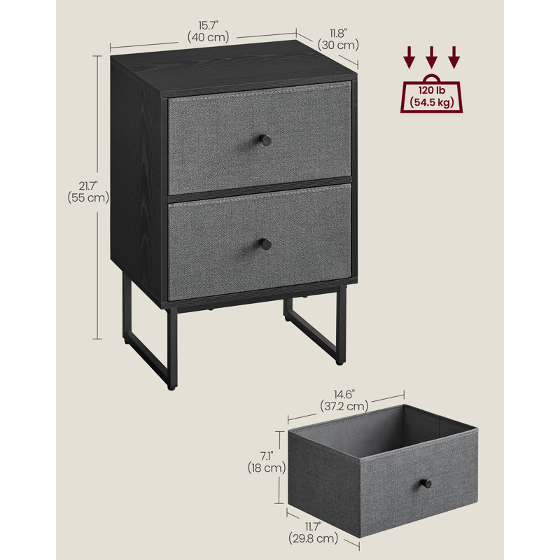 Table de chevet Bryiana, Gris colombe