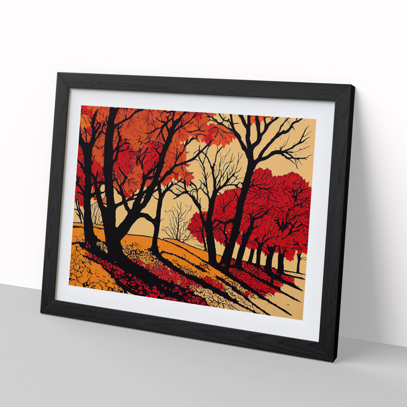 Cute Autumn Forest - Framed Print, Black, 25cm H x 34cm W x 2cm D