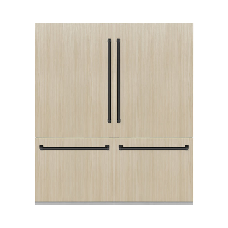 ZLINE Autograph Edition 72 in. 39.6 cu. ft. Panel Ready French Door Built-In Bottom Freezer Refrigerator with Water Dispensers and Ice Makers with Graphite Gray Interior and Accents