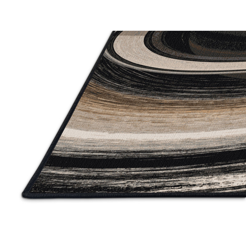 Tapis noir lavable à la machine, Rond 5 pi