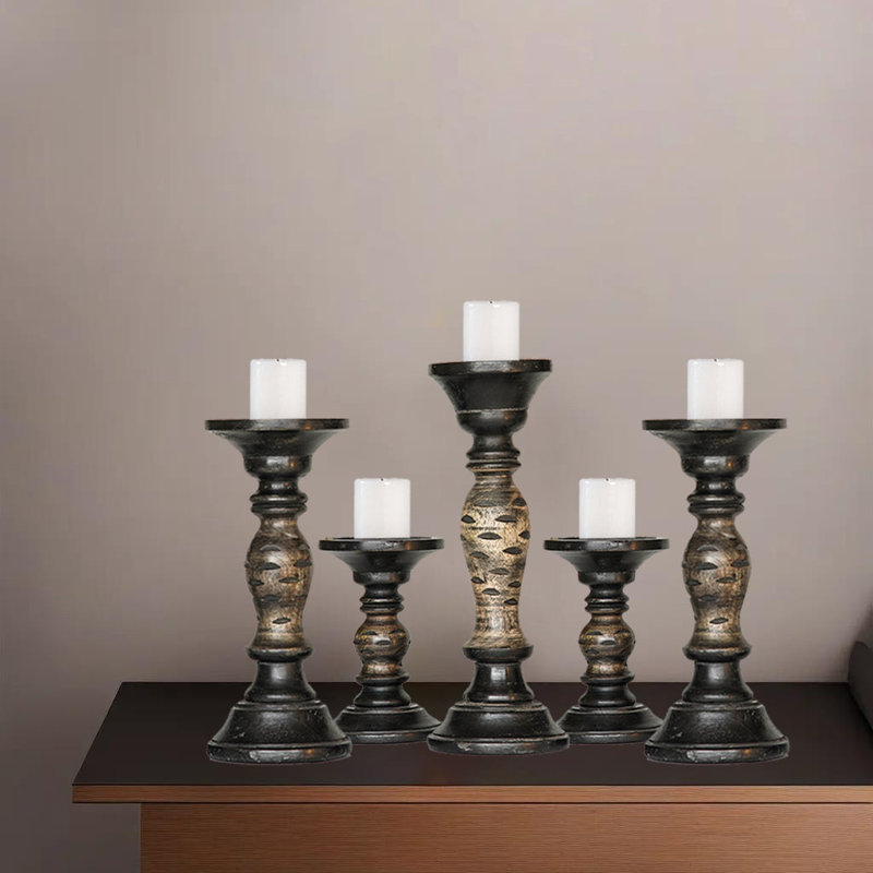 12'' H Wood Tabletop Pillar, Dark Polish
