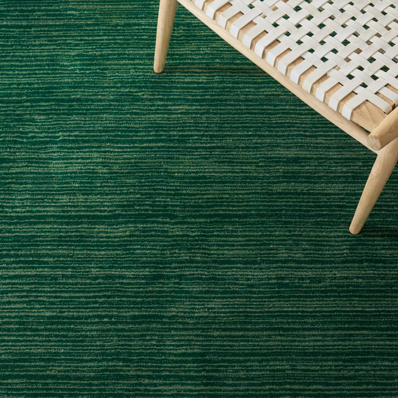 Tapis vert foncé tissé à plat Kynlee, Rond 4 pi