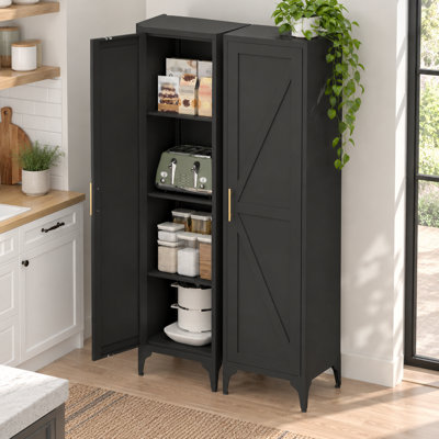 Armoire de rangement haute et étroite en métal 64,31 po avec porte réversible et 3 tablettes réglables