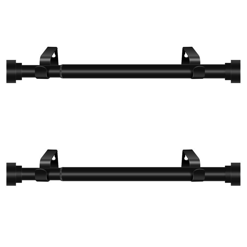 Ensemble de tringle à rideaux latéraux de 1 pouce de diamètre avec embouts, 12 à 20 pouces (ensemble de 2), Noir