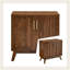 Buffet Mid-Century moderne, conception cannelée, tablettes réglables, pieds en bois massif, rangement pour le salon, la salle à manger et la cuisine-721000875