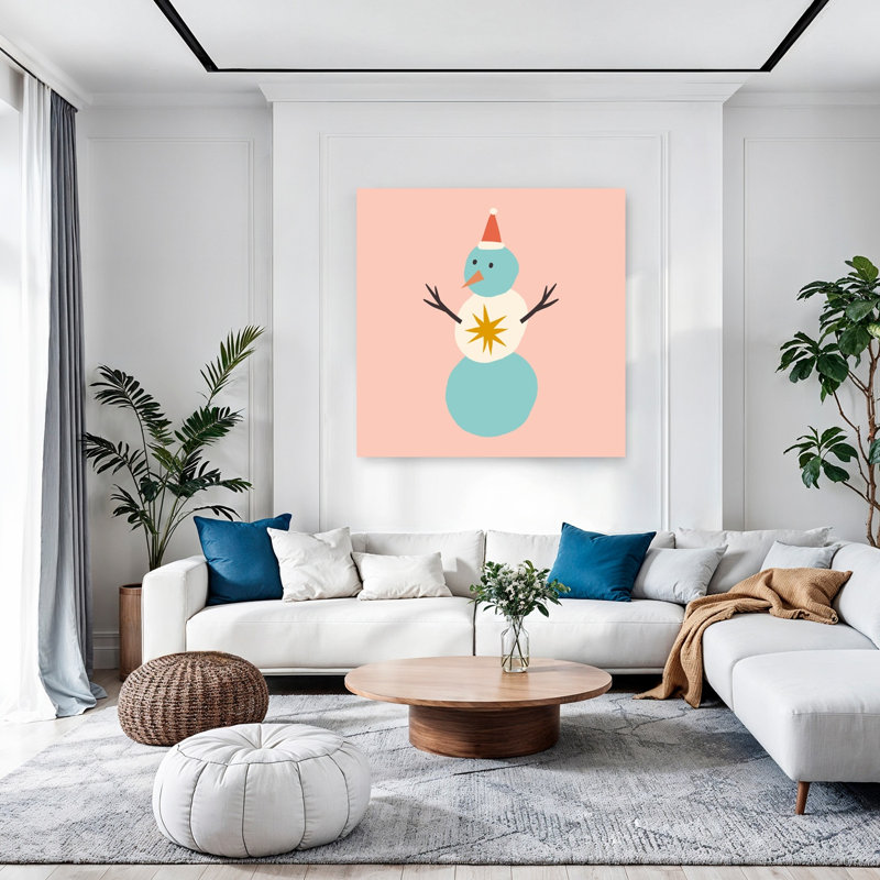 «Happychristmasno23», impression d'art mural minimaliste fantaisiste, paysage d'hiver, 48" H x 48" W