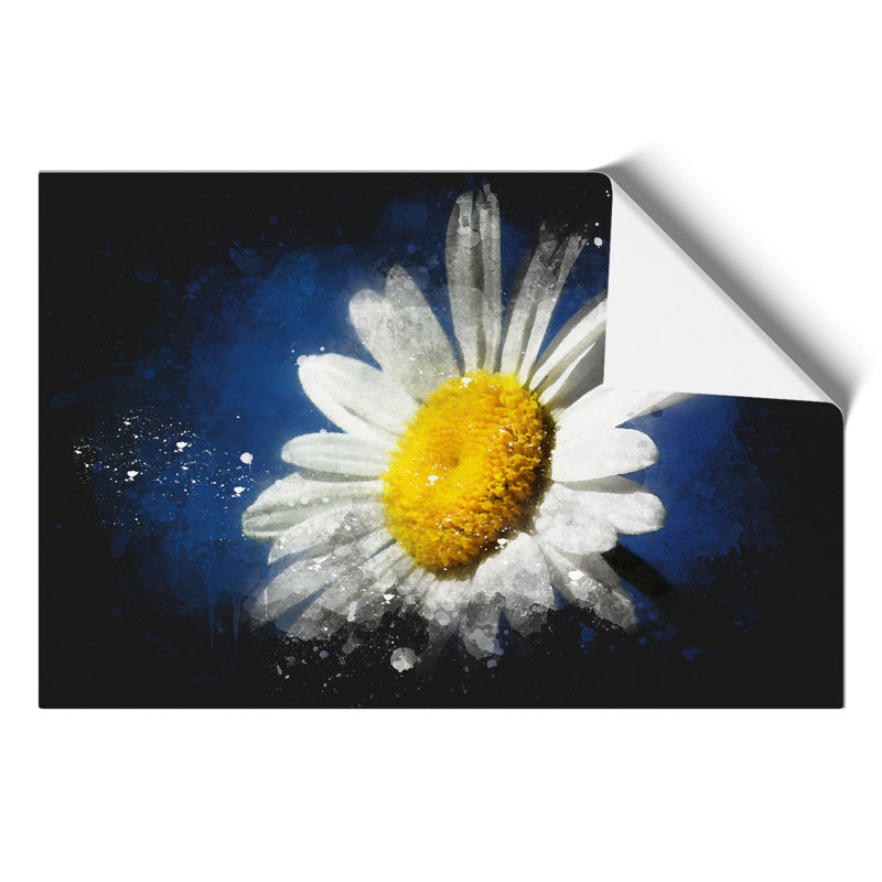 White Daisy Paint Splash - Frameless Print, 21cm H x 30cm W x 0.1cm D