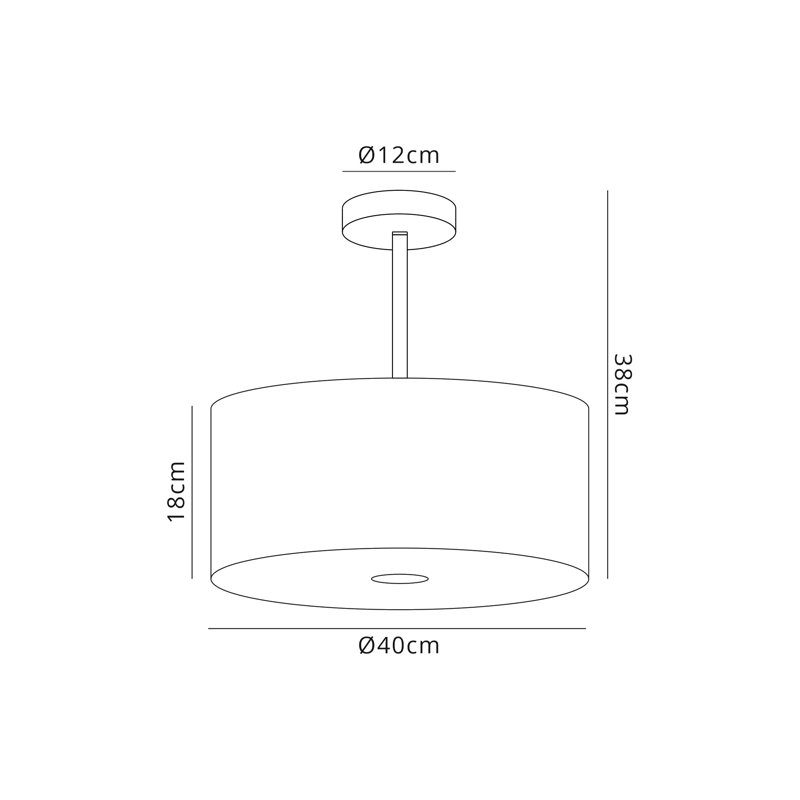 Fabric Semi Flush Mount, Polished Chrome, 18cm H x 40cm W x 40cm D, Ivory Pearl