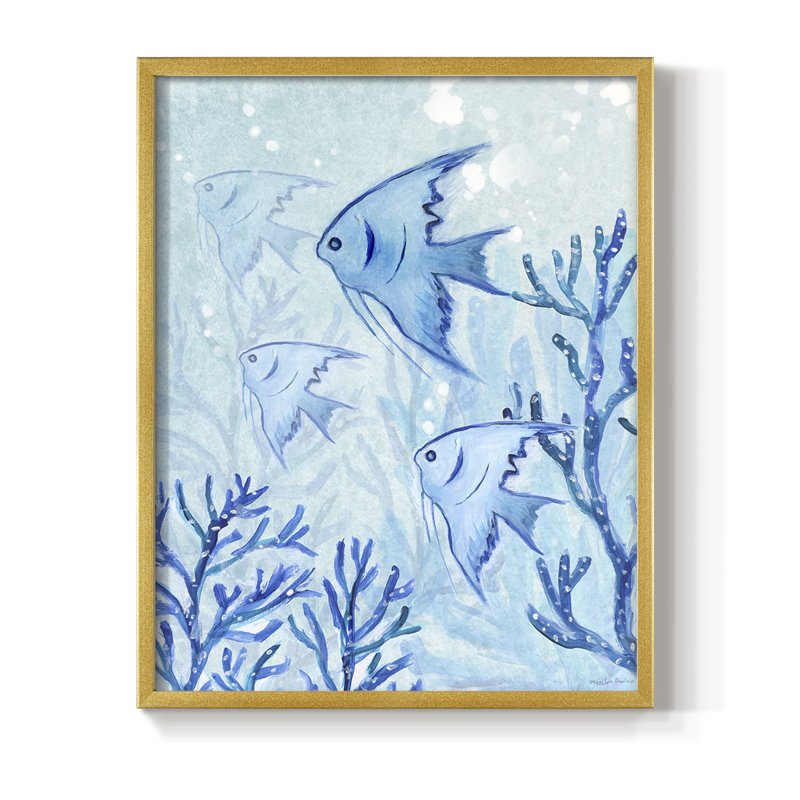 «Angel Fish II», reproduction encadrée - bois massif, H 21 po x l 17 po, Doré
