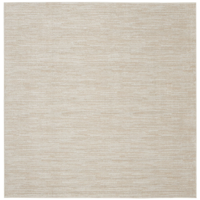 Mullican Sandy Solid Ivory/Beige Easy Care Indoor/Outdoor Area Rug, Square 5'