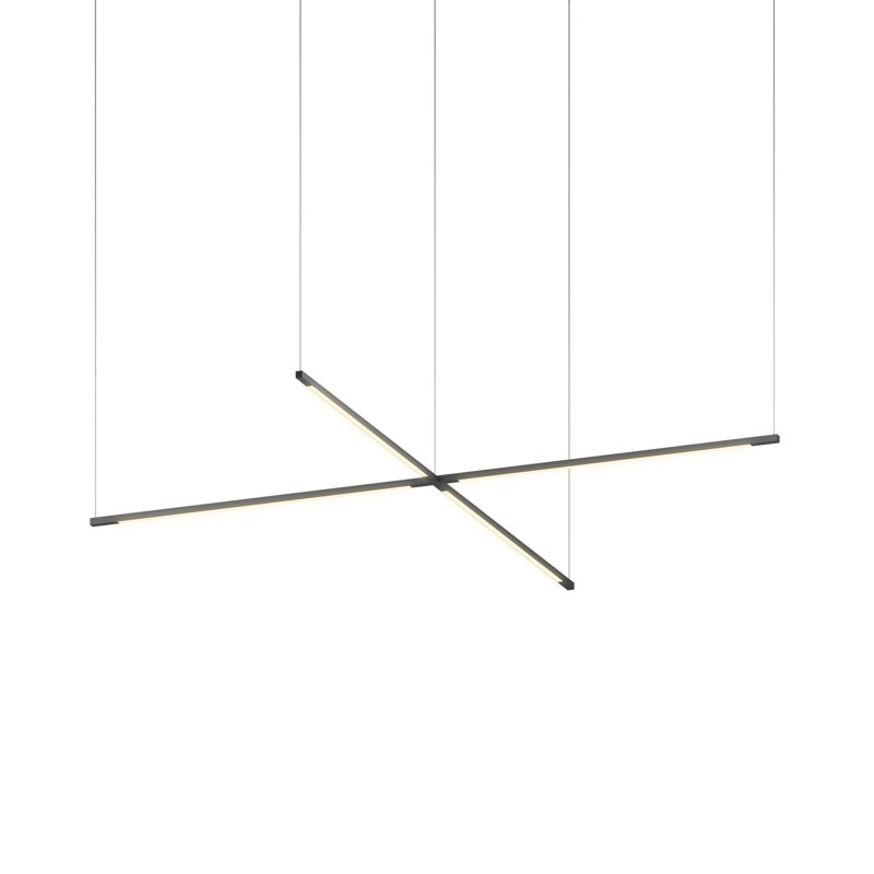 Luminaire suspendu géométrique à 1 lumière DEL unique, Noir mat, H 121,8 po x l 52 po x P 0,5 po