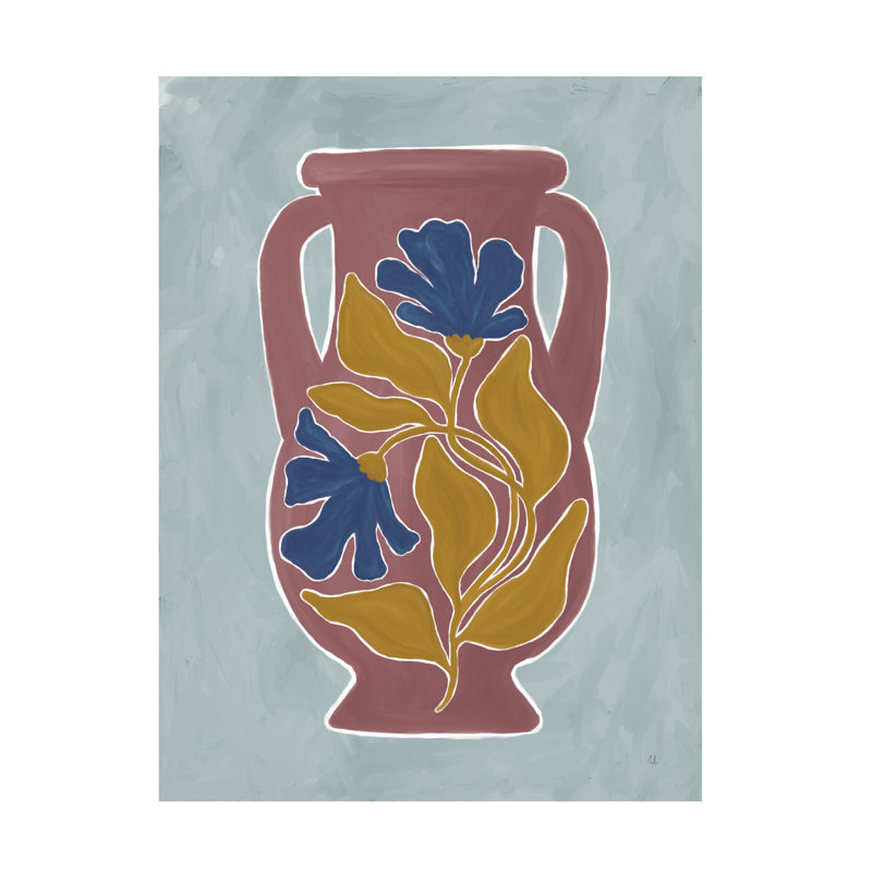 Art mural sur toile tendue - "Modern Floral Vase II" par Sarah Adams pour décoration de salon, de chambre à coucher ou de bureau - 14 x 19