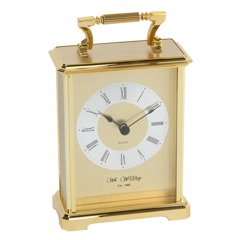 Roman Numeral Metal Quartz Movement / Crystal Tabletop Clock in Gold