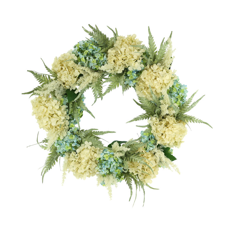 Handcrafted Faux Hydrangea Polysilk 26'' Wreath