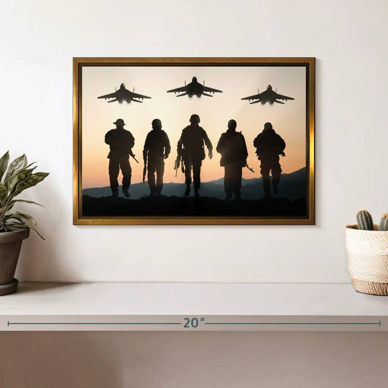 Air Force Floater Frame Print on Canvas, Floating Frame Gold, 13" X 9"