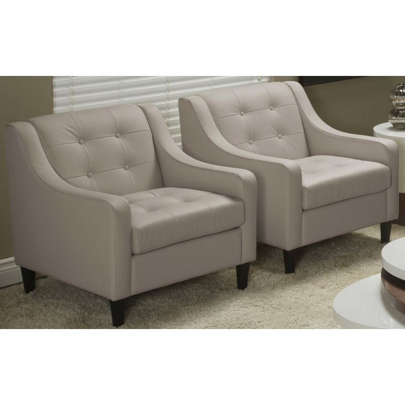 Fauteuil en cuir Duff 29 po Dann, Cuir véritable champignon