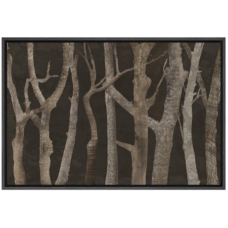 Abstract Forest " Brown Trunks Of Birch Trees Farmhouse Decor Rustic Nature Modern Art Cozy ", Black, 24" H x 36" W x 1.5" D