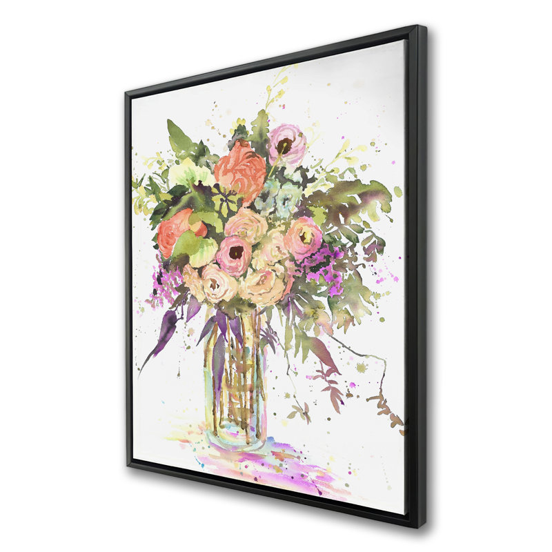 Bouquet romantique - Toile encadrée | Feuilles romantiques