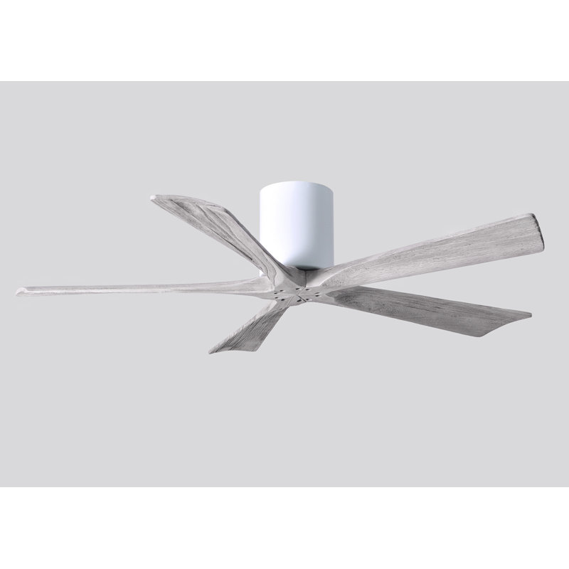 Ventilateur à pales encastré 5 pales Irene, Blanc brillant, Ton bois de grange, 52"