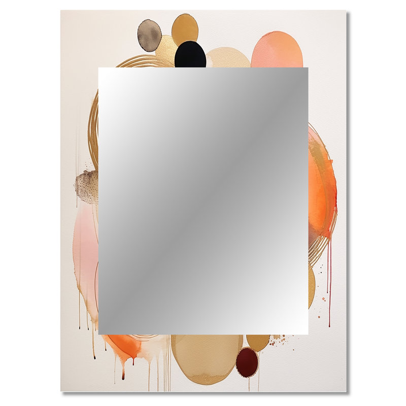 Afternoon Dreams Boho Chic Vintage Pink Gold II - Geometric Decorative Mirror, Pink Wall Mirror, Printed Metal Art, 40" x 30"