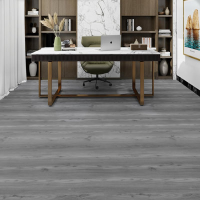 Paquet de 72 planchers autoadhésifs de 108 pieds carrés pour salle de bain, chambre à coucher, salon, （36 po x 6 po Gray Gris naturel DIY