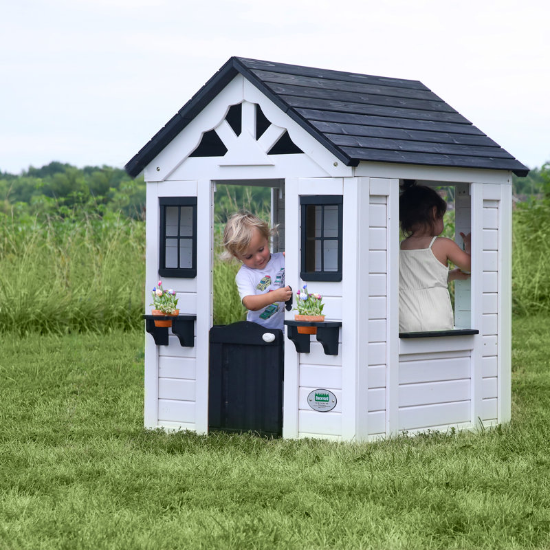Maisonnette en cèdre avec cuisine Backe Discovery Sweetwater, Blanc / noir