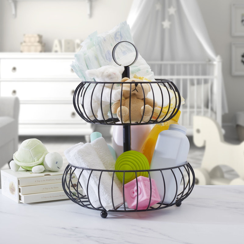 Gourmet Basics By Mikasa Monroe 2 Tier Fruit Storage Basket, Black