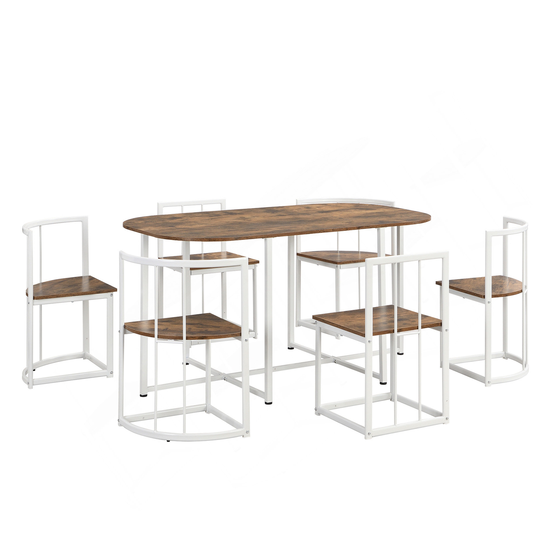 Ebern Designs Modern 7-Piece Dining Table Set With Faux Marble Compact ...