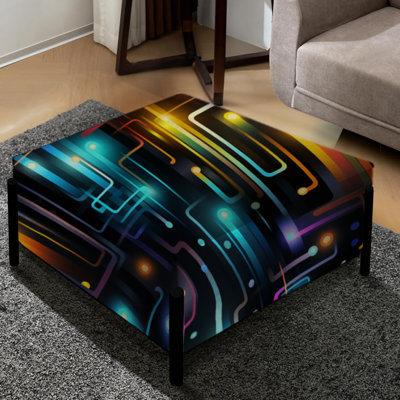 Neon Futuristic Cubic Mirage - Grand repose-pieds carré géométrique