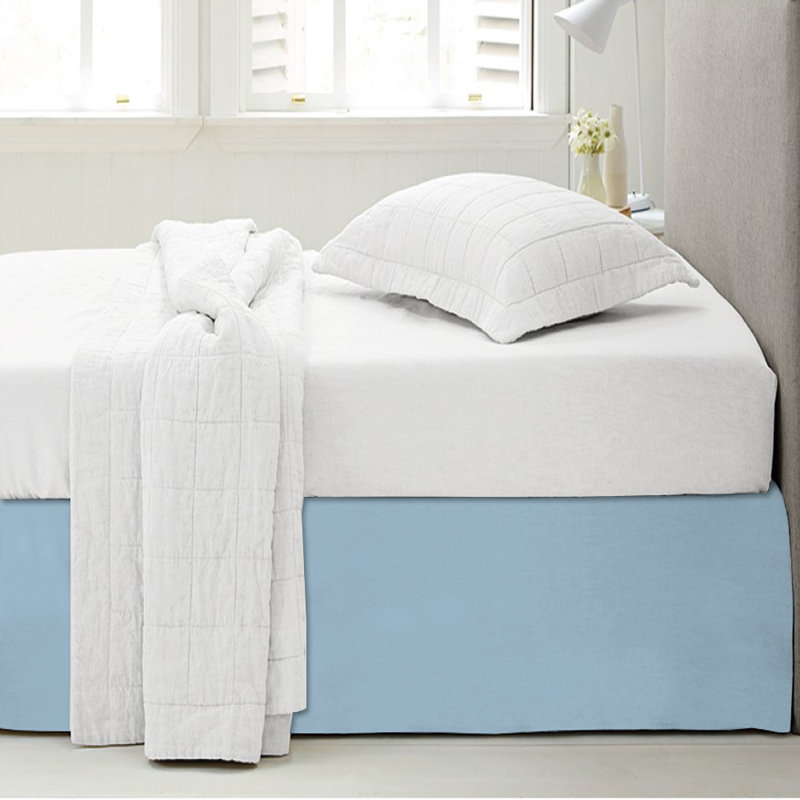 Pleated Bed Skirt, Light Blue, King
