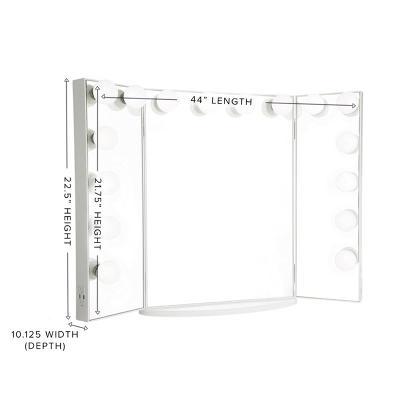 Miroir de salle de bain Hollywood Glow Pro, Blanc