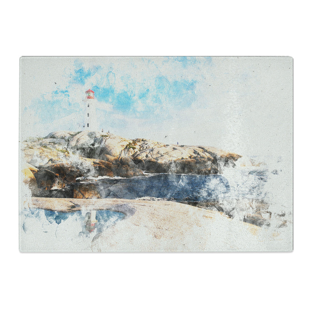 Tempered Glass Lighthouse & Seascape in Canada Chopping Board