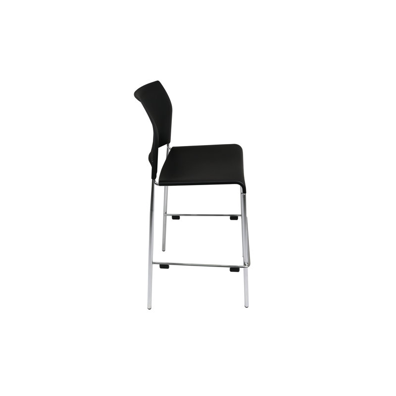 Jody Plastic Stack Stool, Bar Stool (30" Seat Height), Dark Black